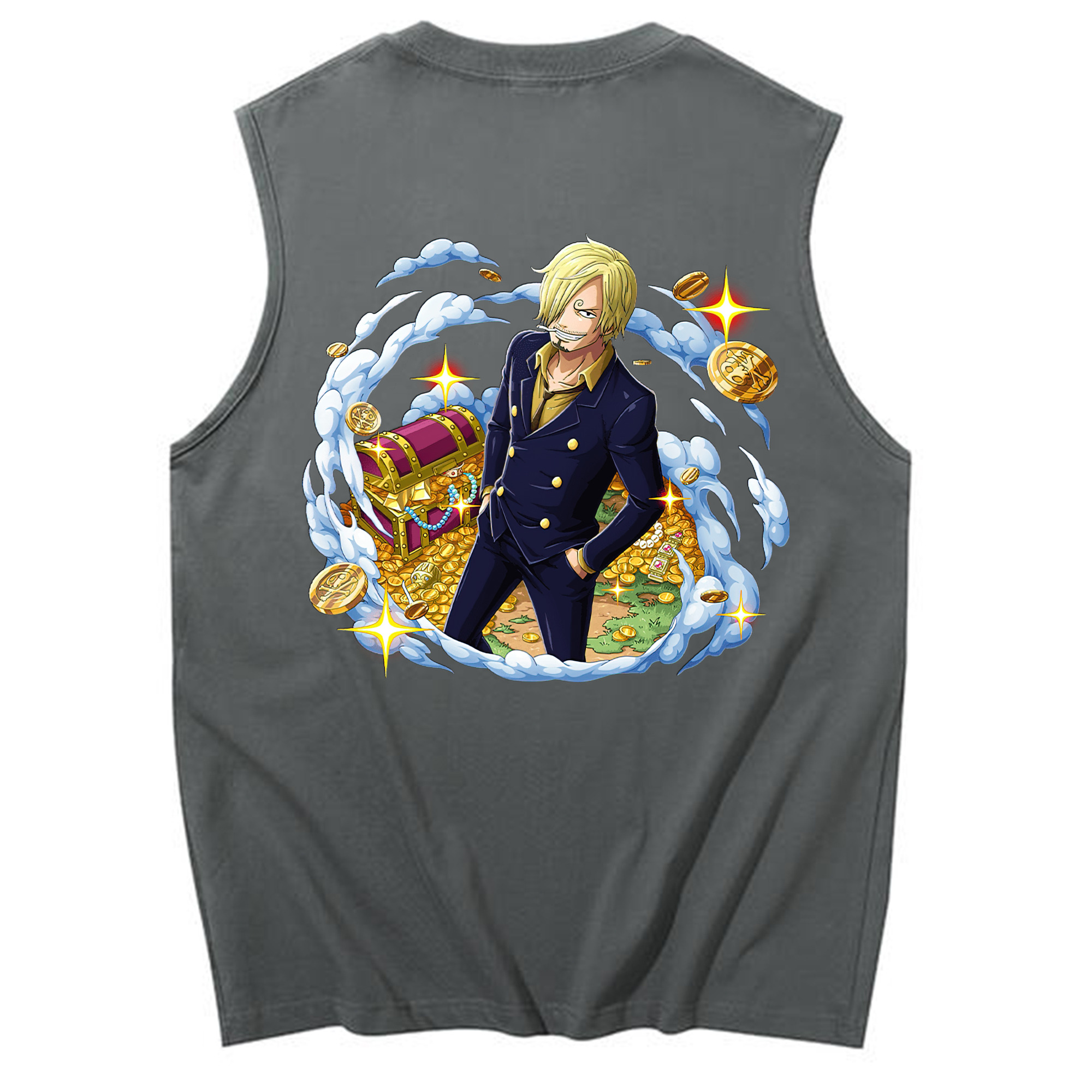 （画像用） ワンピース サンジ ONE PIECE Sanji コットン100％タンクトップ（背面プリント）